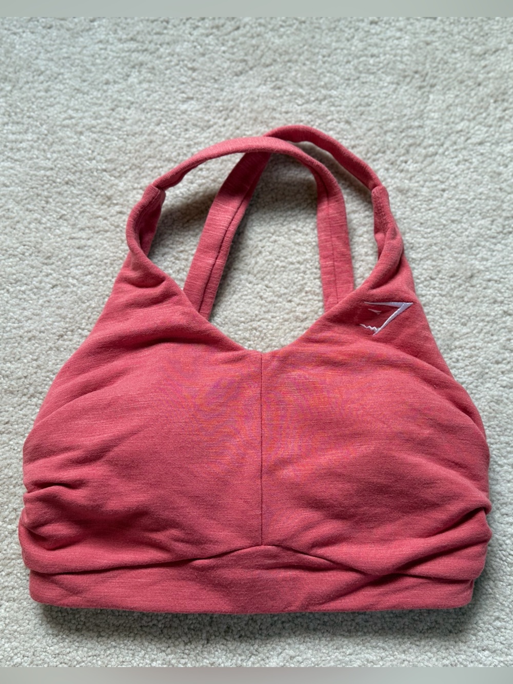 Gymshark Ruched Sports Bra‎ Pink Drawstring Back Size Small